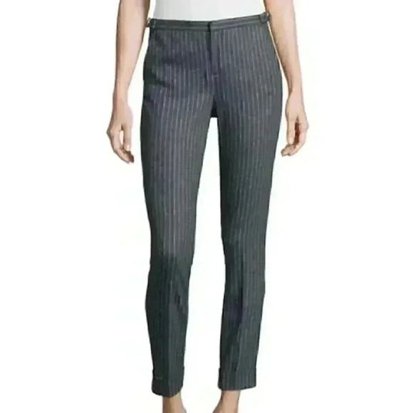 NEW ATM Anthony Thomas Melillo Adjustable Grey Pinstripe Cropped Dress Pants - Picture 8 of 8